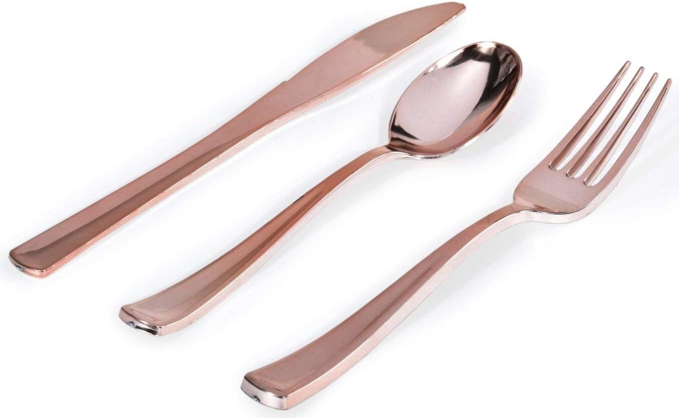 Gold Plastic Silverware Set, Disposable Cutlery Utensils, Flatware, Disposable Dinnerware -Pack of 160 Gold Plastic Silverware Set, Disposable Cutlery Utensils, Flatware, Disposable Dinnerware -Pack of 160
